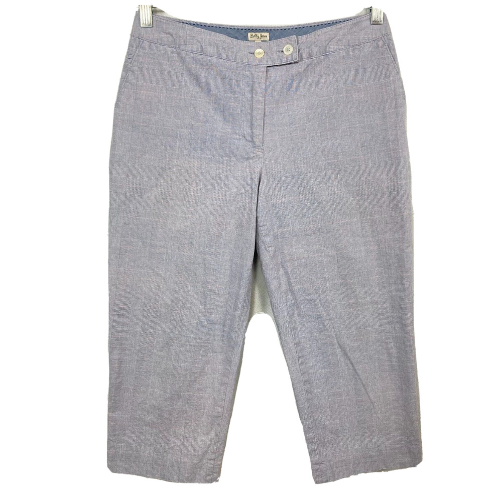 Bobby Jones Pants Womens Sz 4‎ Blue Glen Plaid Golf Capri  Cotton Stretch